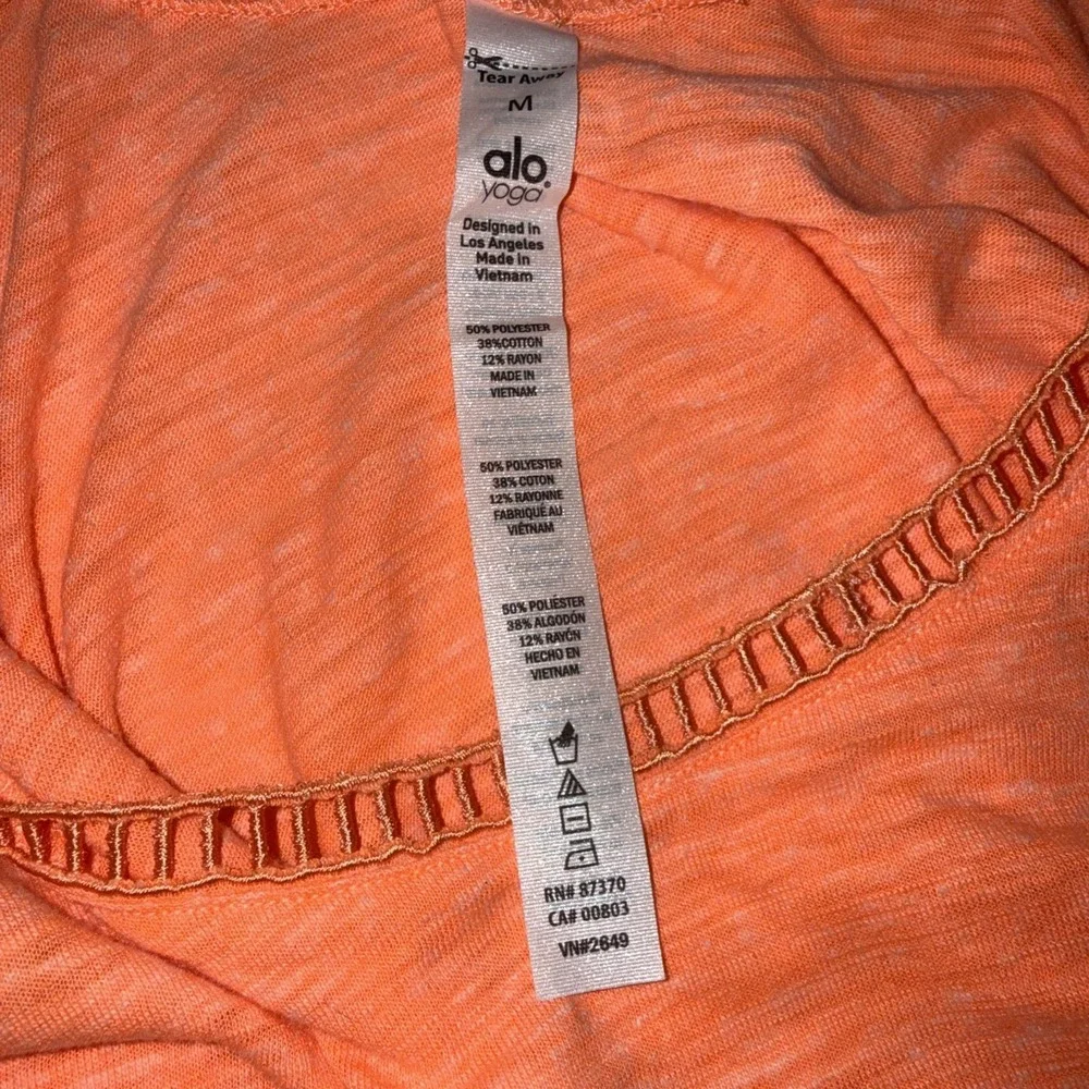 ALO Yoga Neon Orange Loose Fit Lightweight Tank Cropped Women's‎ Size M Running